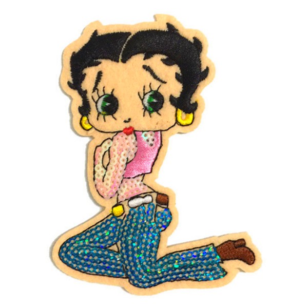 Ecusson  Betty Boop, patch thermocollant pin-up pour customisation, 11 cm - Photo n°1