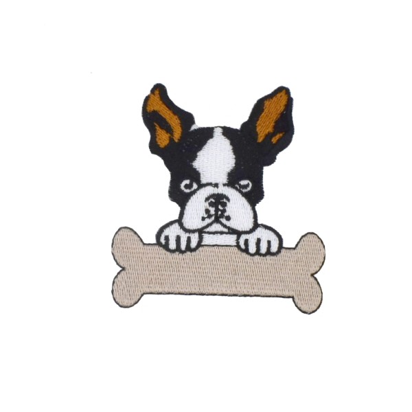 Ecusson bouledogue, patch thermocollant chien pour customisation, 7,5 cm - Photo n°1