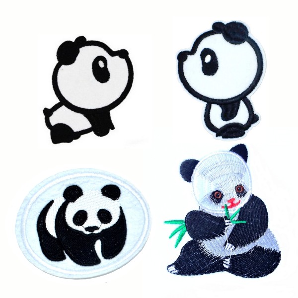 Pack de 4 écussons panda, patch sthermocollants pour customisation - Photo n°1