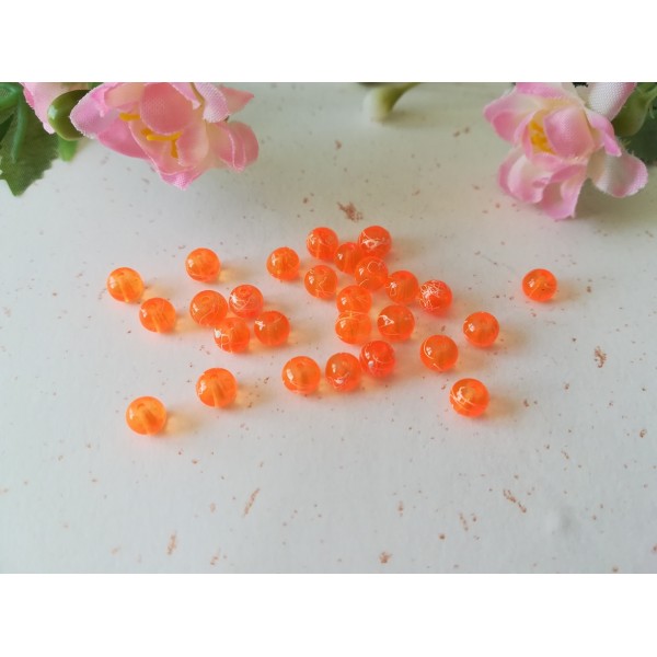 Perles en verre 4 mm orange tréfilé blanc x 50 - Photo n°2