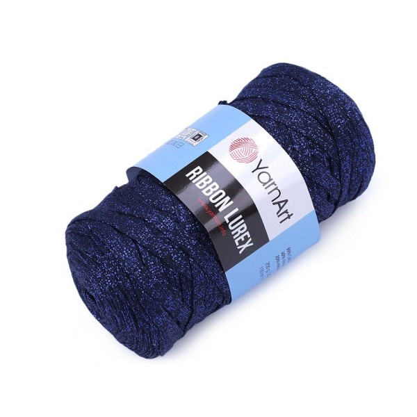 1pc (740) de Berlin Bleu Plat de Spagetti Ruban Lurex 290g Yarnart, le Tricot & Crochet, de la Merce - Photo n°2
