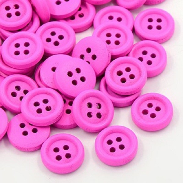 Boutons bois 20 mm rose x 10 - Photo n°1