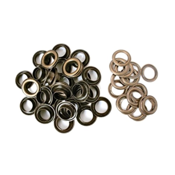 50 Oeillets bronze en métal avec rondelles (50). Oeillets travaux couture, scrapbooking - Photo n°2
