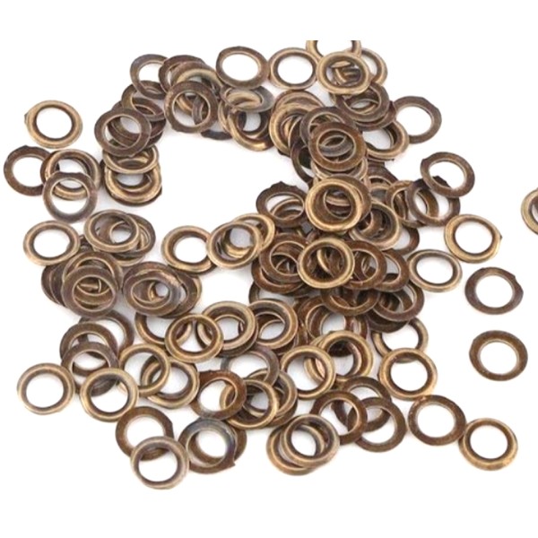 50 Oeillets bronze en métal avec rondelles (50). Oeillets travaux couture, scrapbooking - Photo n°3