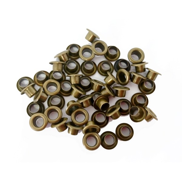50 Oeillets bronze en métal avec rondelles (50). Oeillets travaux couture, scrapbooking - Photo n°1