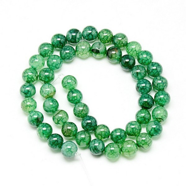 10 perles ronde en pierre naturelle jade veines de dragon 8 mm VERT - Photo n°1