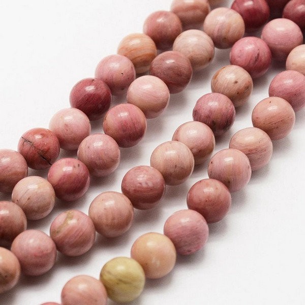 10 perles ronde en pierre naturelle RHODOCHROSITE 8 mm - Photo n°2