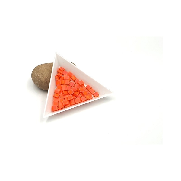 5 Grammes De Perles Miyuki Tila 5x5mm Orange Matted Ab Tl0406fr - Photo n°1
