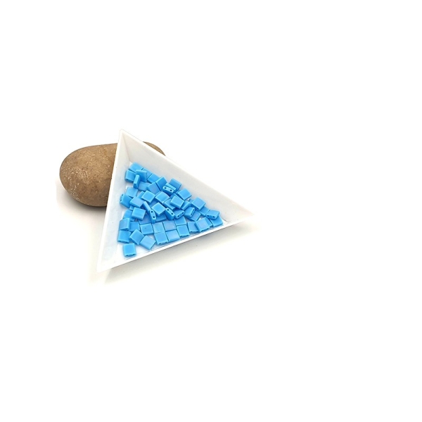 5 Grammes De Perles Miyuki Tila 5x5mm Opaque Turquoise Blue Matted Ab Tl0413fr - Photo n°1