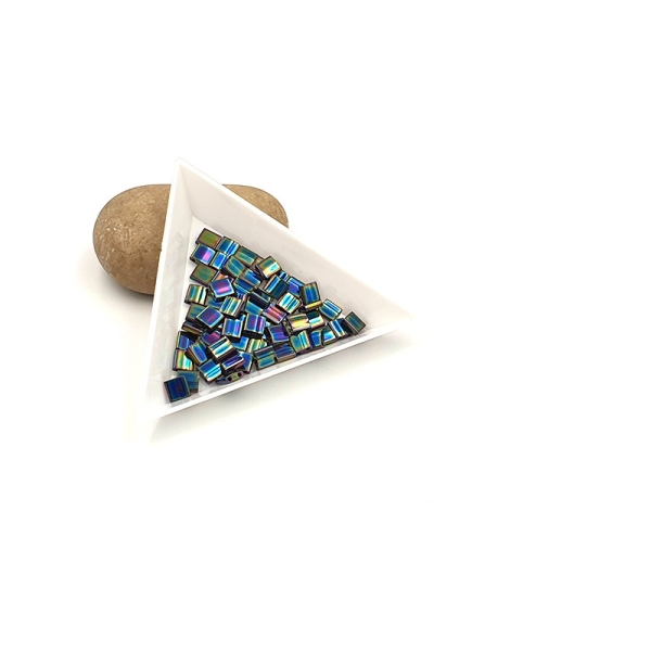 5 Grammes De Perles Miyuki Tila 5x5mm Metallic Variegated Blue Iris Tl0455 - Photo n°1