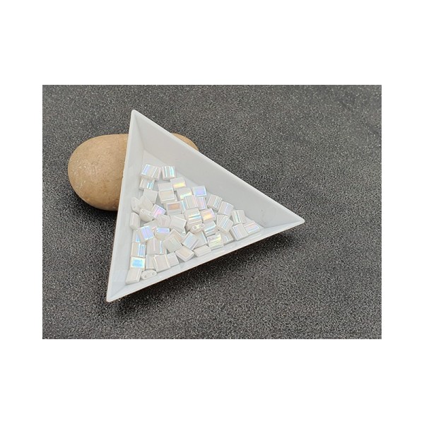 5 Grammes De Perles Miyuki Tila 5x5mm White Pearl Ab Tl0471 - Photo n°1