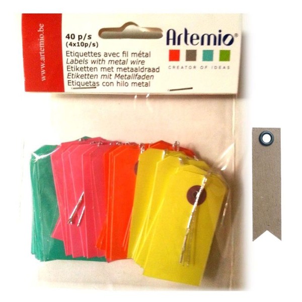 Mini étiquettes Kraft couleur + 20 étiquettes kraft Fanion - Photo n°1