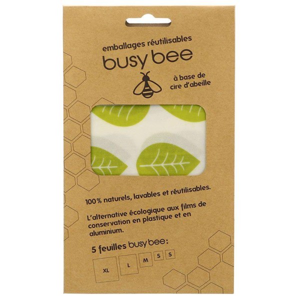 Emballage alimentaire réutilisable à la cire d'abeille 5 feuilles Busy Bee - Photo n°2