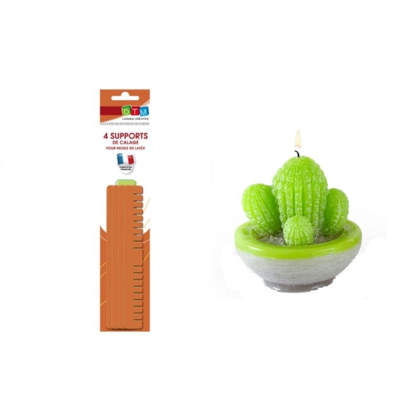 Moule à bougie Cactus en latex + supports de calage - Photo n°1