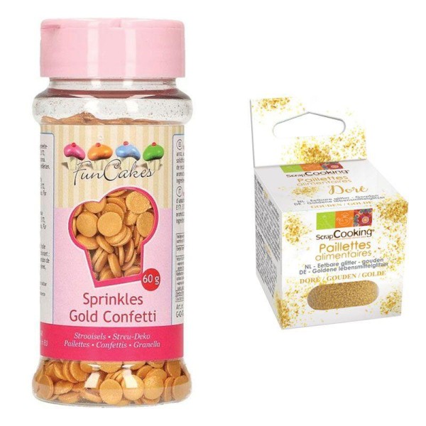 Décors sucrés confettis dorés + paillettes dorées - Photo n°1