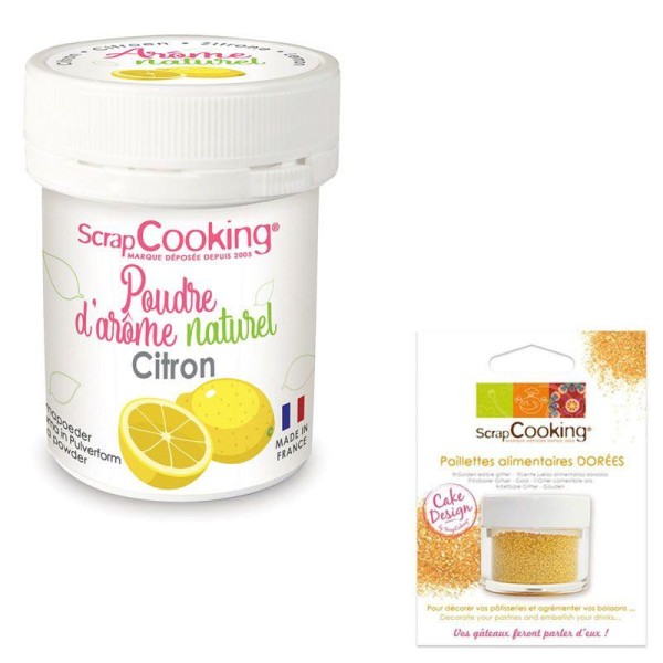 Arôme alimentaire naturel en poudre citron + paillettes dorées - Arôme  alimentaire naturel - Creavea