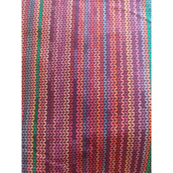 Coupon tissu - mini chevron multicolore - coton - 67x40cm - Photo n°1