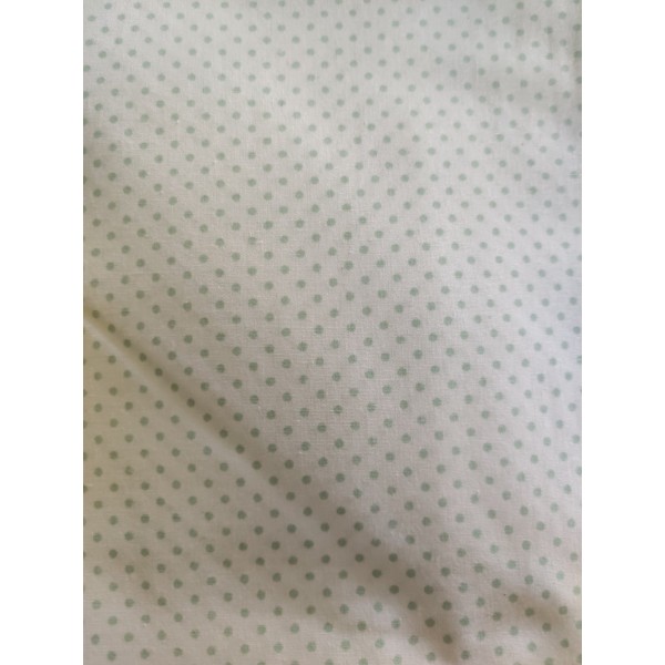 Coupon tissu - blanc à pois vert d'eau - coton - 50x60cm - Photo n°1