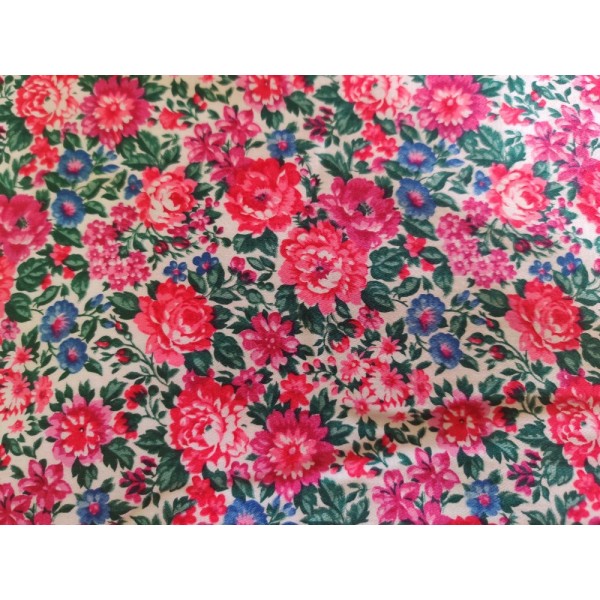Coupon tissu - fleur rose - coton - 50x50cm - Photo n°1