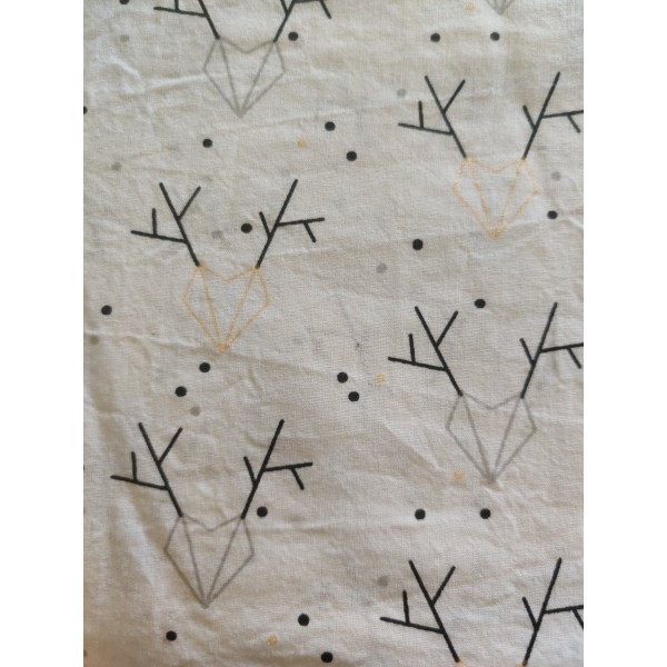 Coupon tissu - noel , cerf origami argenté et doré - coton - 50x47cm - Photo n°1