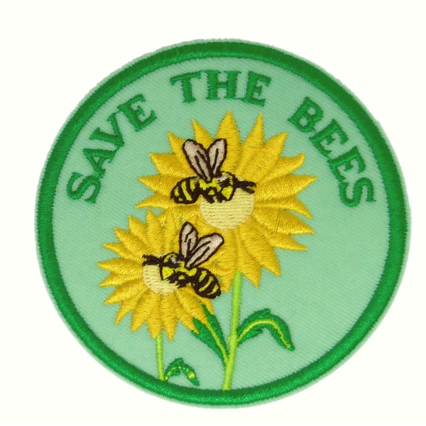 Ecusson abeilles Save the bees, patch thermocollant protection des abeilles, 7,5 cm - Photo n°1