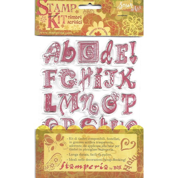 28 Tampons Acryliques Transparents Lettres Scrapbooking Carterie WTK009 Stamperia - Photo n°1