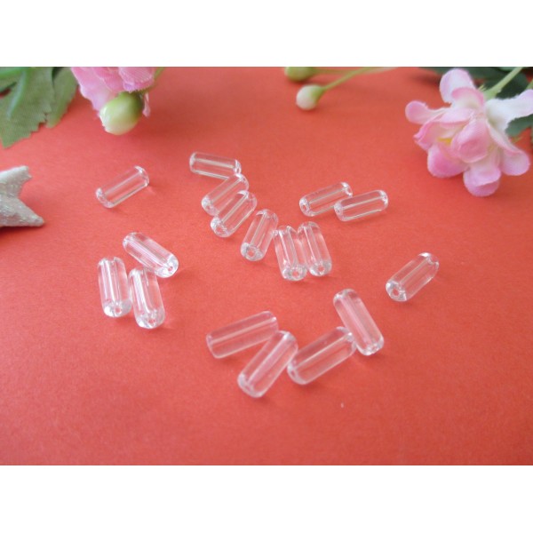 Perles en verre tube 10 mm cristal x 20 - Photo n°1