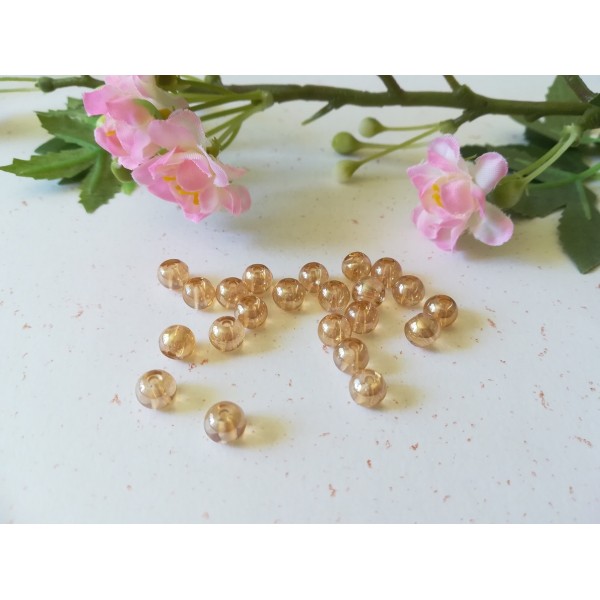 Perles en verre 6 mm ambre doré x 30 - Photo n°2