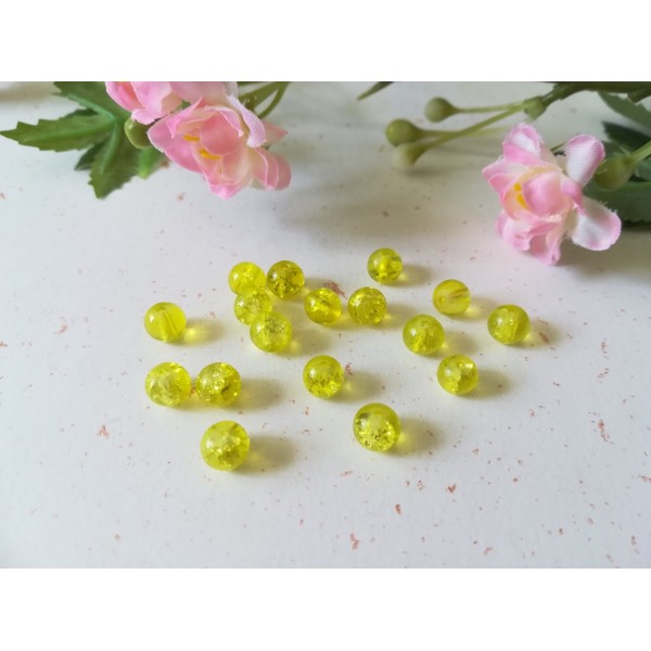 Perles en verre craquelé 6 mm jaune x 25 - Photo n°2