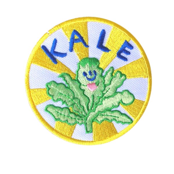 Ecusson brodé chou kale, patch thermocollant légume, 8 cm - Photo n°1