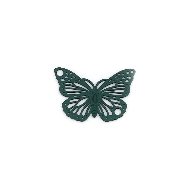 PS110239002 PAX 10 Estampes pendentifs Papillon Filigrane 19mm métal couleur Vert - Photo n°1