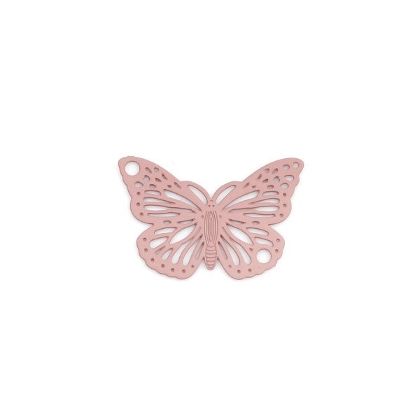 PS110239001 PAX 10 Estampes pendentifs Papillon Filigrane 19mm métal couleur Rose - Photo n°1