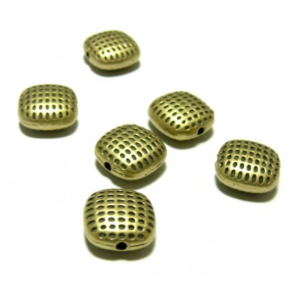 H46353 PAX 20 perles intercalaires Carre picots 10mm métal couleur BRONZE - Photo n°1