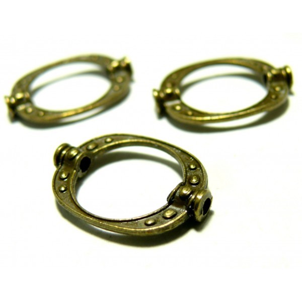 PAX 20 perles intercalaires ovales cadre travaillées métal couleur Bronze 2Y1322 - Photo n°1