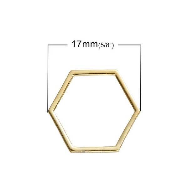 S1181397 PAX 20 pendentifs connecteur HEXAGONE, HEXAGONALE 17 par 15mm metal couleur Doré - Photo n°1