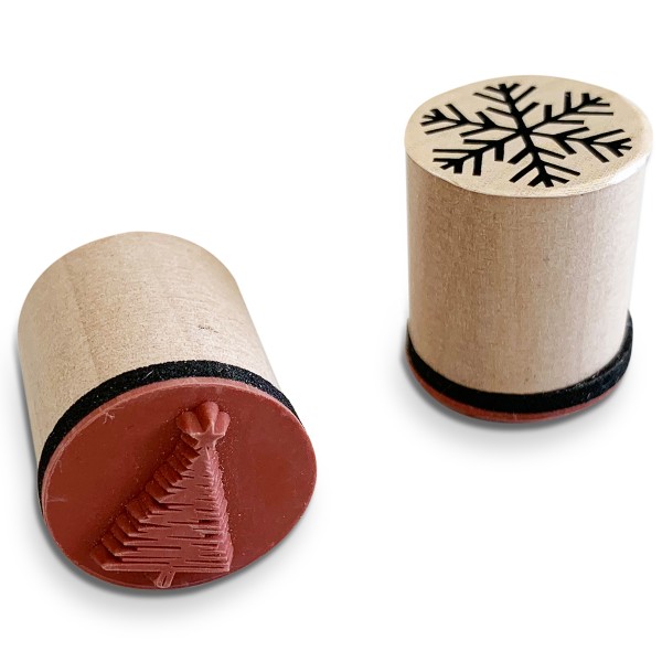Set de tampons bois - Déco de Noël - 20 x 25 mm - 4 pcs - Photo n°2