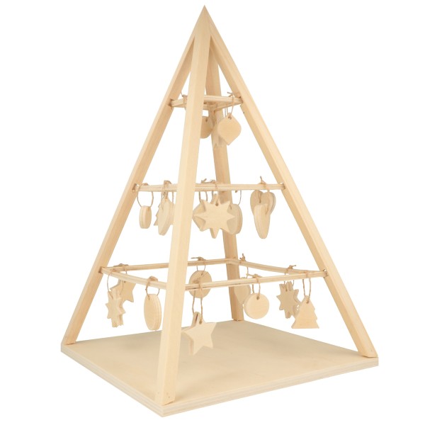 Sapin en bois à décorer - Pyramide - 38 x 25 x 25 cm - Photo n°1