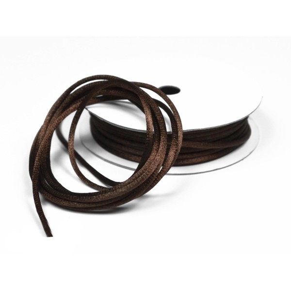 Cordon queue de rat 2 mm d'épaisseur bobine de 10 metres colori marron fonce - Photo n°1