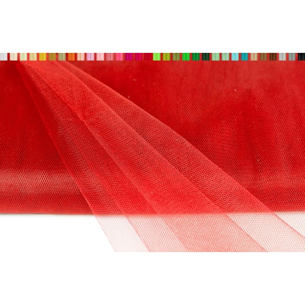 Tulle souple et fin en 150 cm de large et 10 metres de long rouge - Photo n°1