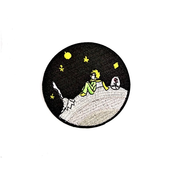 Ecusson brodé Le Petit Prince sur la lune, patch Saint-Exupéry 7 cm - Photo n°1