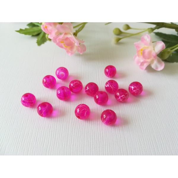 Perles en verre 8 mm fuchsia tréfilé rose x 20 - Photo n°2