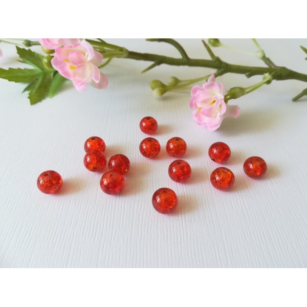 Perles en verre craquelé 8 mm rouge x 50 - Photo n°2