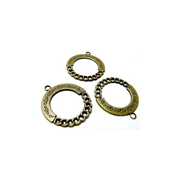 Lot de 20 pendentifs connecteur bronze cercle ref SX396 - Photo n°1