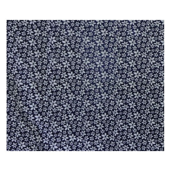 Tissu Coton À Petite Fleur Blanche Sur Fond Bleu Marine - Vendu Au Mètre - Photo n°5