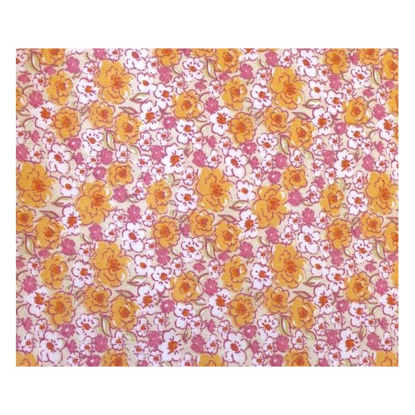 Tissu Coton À Fleurs Orange, Rose, Beige Et Blanc En 160cm De Laize - Photo n°3