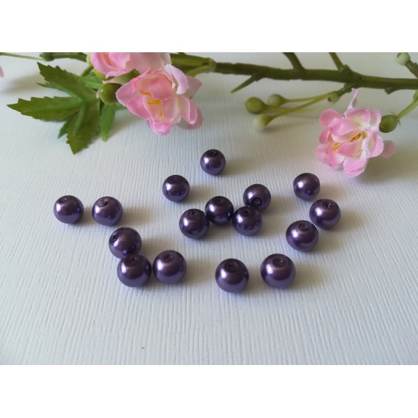 Perles en verre nacré 8 mm violet x 20 - Photo n°2