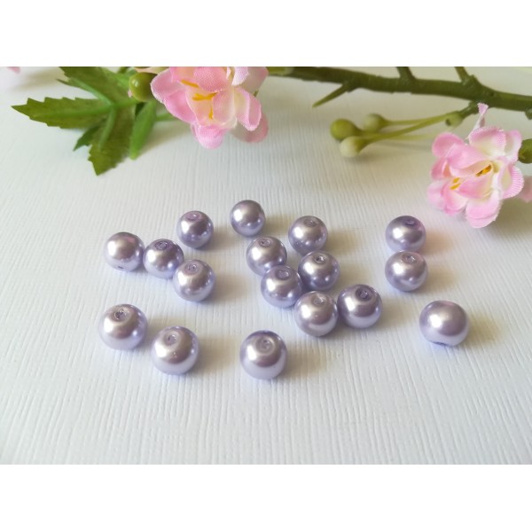 Perles en verre nacré 8 mm lilas x 50 - Photo n°2