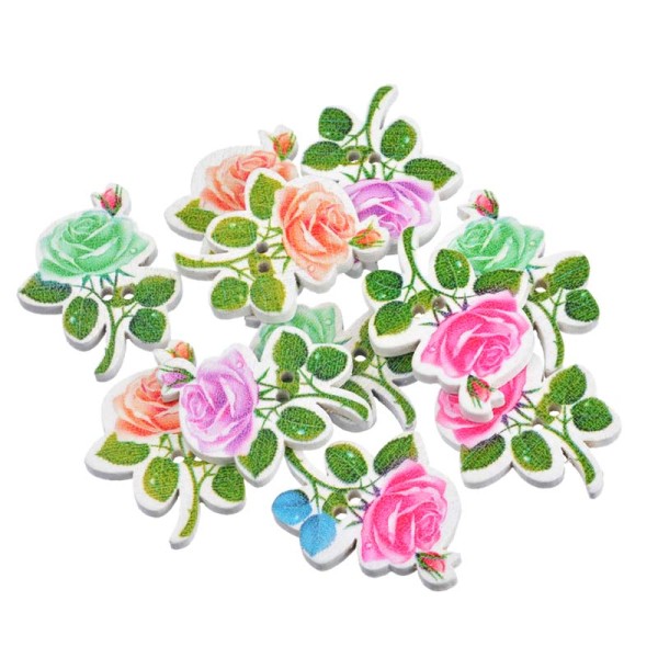 12 Boutons roses, fleurs projets couture scrapbooking - Photo n°2