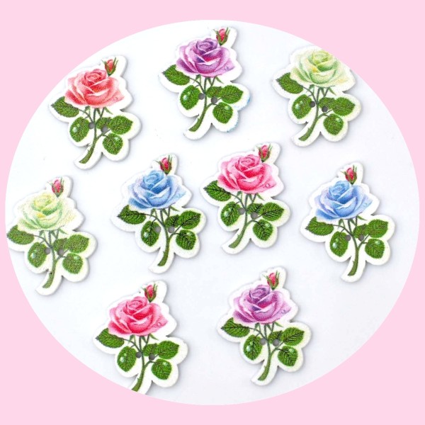 12 Boutons roses, fleurs projets couture scrapbooking - Photo n°1