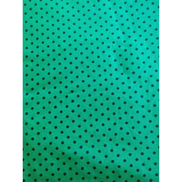 Coupon tissu - vert à pois bleu  - coton - 50x46cm - Photo n°1